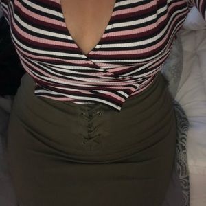 Olive Green Mini Skirt